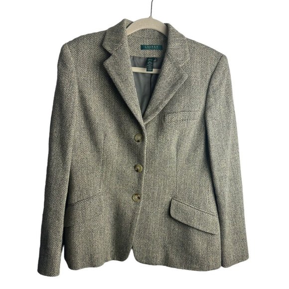 Lauren Ralph Lauren Jackets & Blazers - Lauren Ralph Lauren Classic Virgin Wool Silk Blazer Jacket Gray Herringbone Sz 8